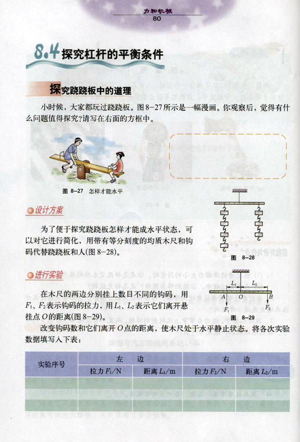 8.4 探究杠杆的平衡条件1