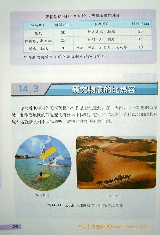 2008新沪粤版《14.3研究物质的比热容》电子课本1